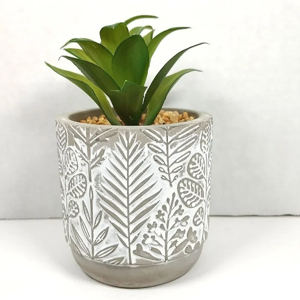 Old East Main Co Neutral Tranquility Artificial Succulent Potted Plant Pebbles